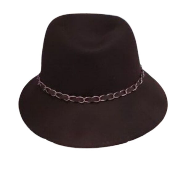 Ladies Cloche Hat Black Felt Chain Ribbon Trim Vintage-Inspired Retro Classic - Picture 1 of 5